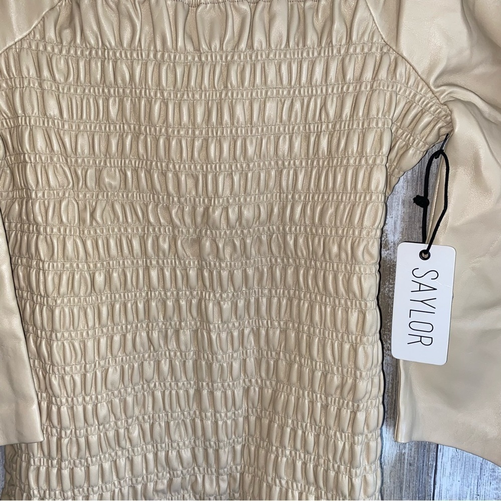 NWT Saylor Justina Smocked Vegan Leather Dress - Picture 3 of 9